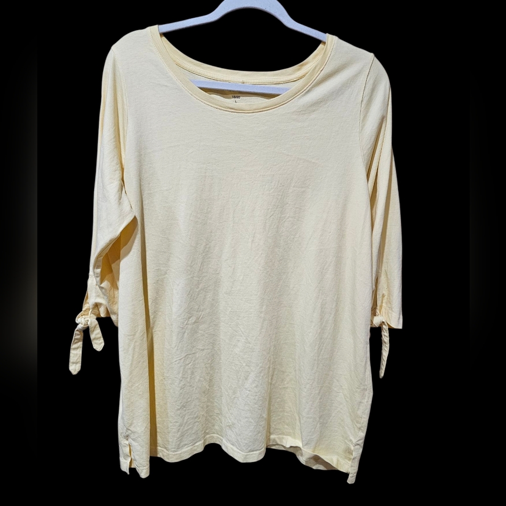 Women's Yellow Top with Tie‎ Sleeves Size Large 18/20